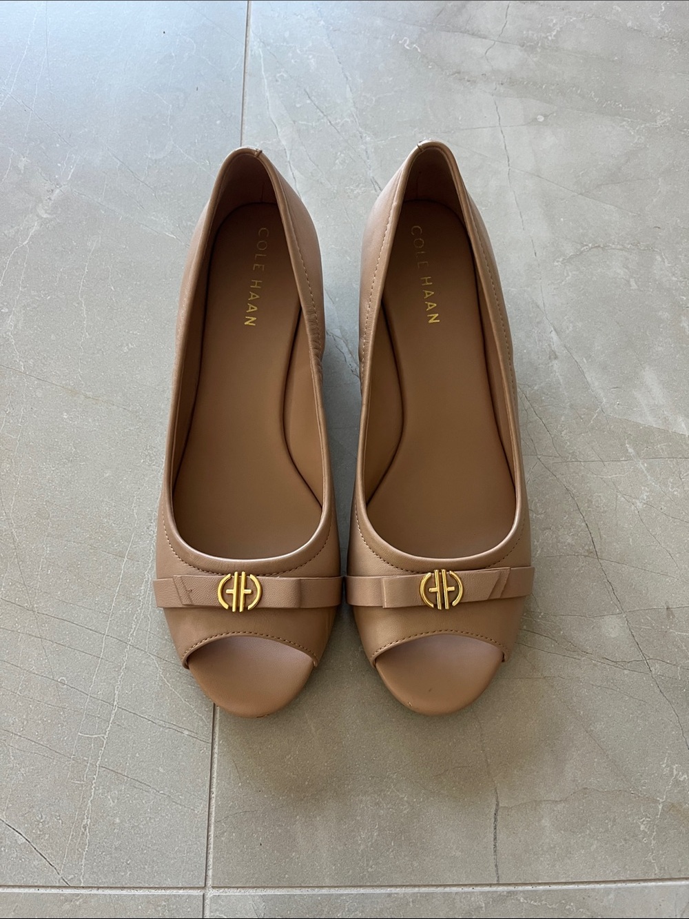Cole Haan Women’s Malta Peep Toe Bow Wedge